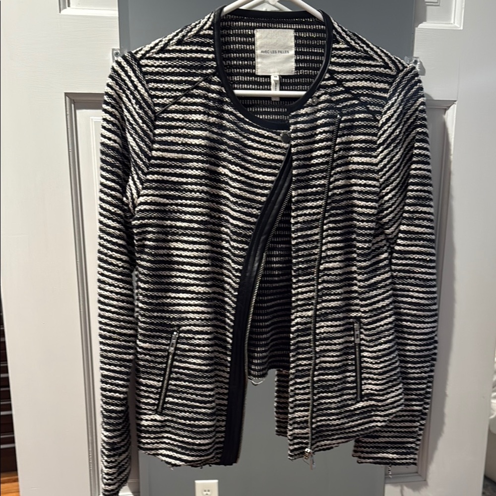 Avec Les Filles Black and White Blazer Classic Suit Jacket